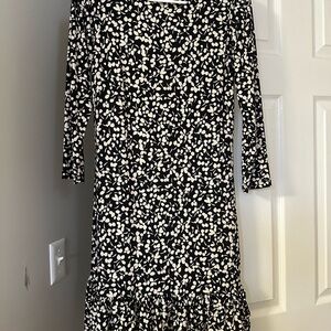Tommy Hilfiger Black and White Floral Long Sleeve Dress